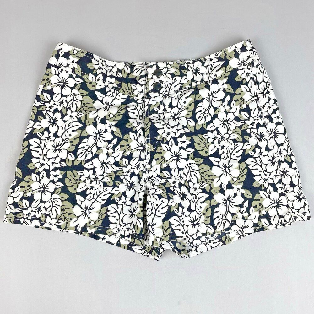 Maui Clothing Company Floral Print Board Shorts Junior’s 11 Black Tan White Surf